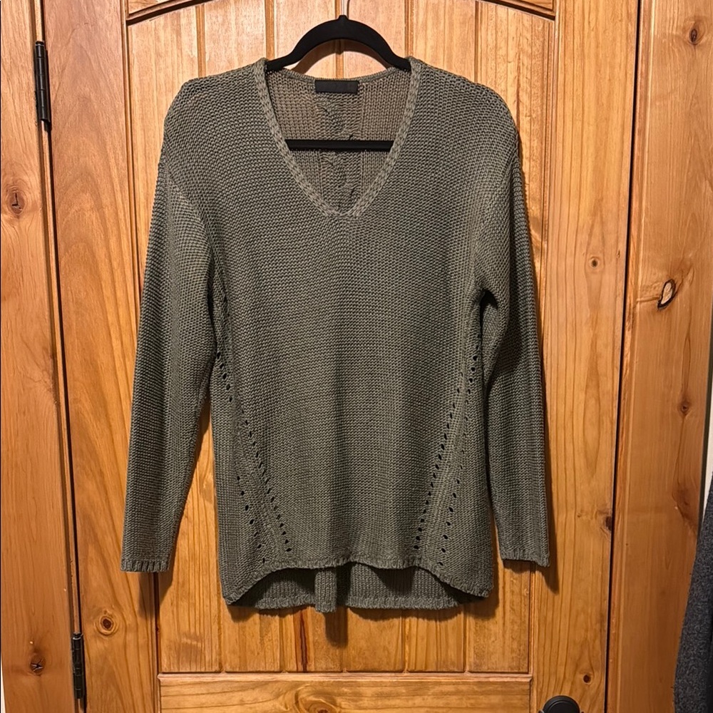 Authentic Prada Olive V-Neck Women's soft Sweater